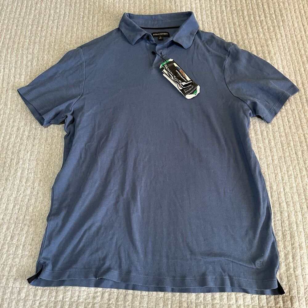 Banana Republic Luxe Touch 100% Cotton Performance Polo Shirt Blue XL Men's